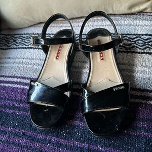 PRADA LINEA ROSSA WEDGE SANDALS. SIZE 37.